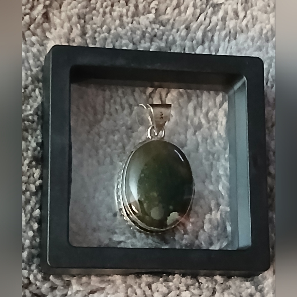 Green Jasper Oval Pendant